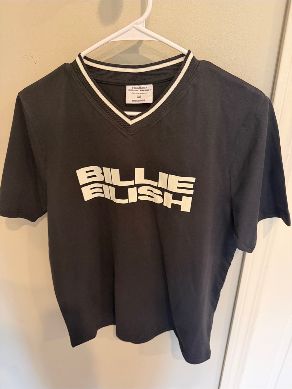 Primark Black Tee with White 'Billie Eilish' Logo